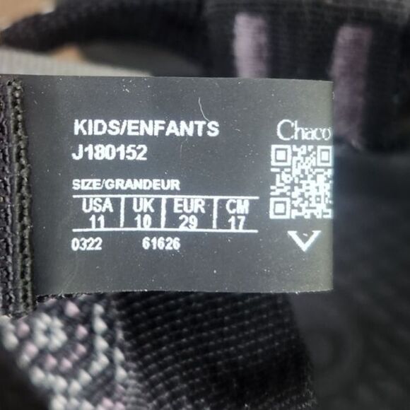 Chaco ZX1 Ecotread Hugs and Kisses Kid 11M Black Pink Strappy Adjustable Sandals - Picture 10 of 12